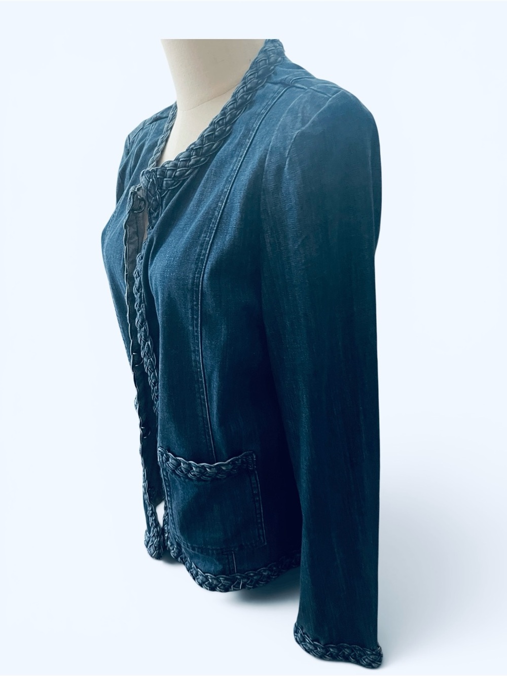 Blue Denim Braided Trim Jacket | Size Large | Australian Boutique | NWOT - Picture 4 of 11
